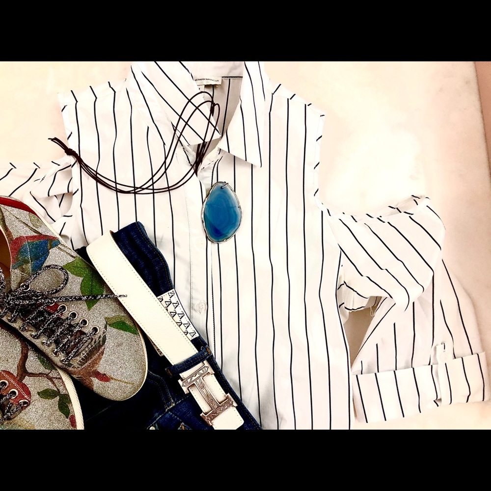 Cold-Shoulder Button Down Top - image 2